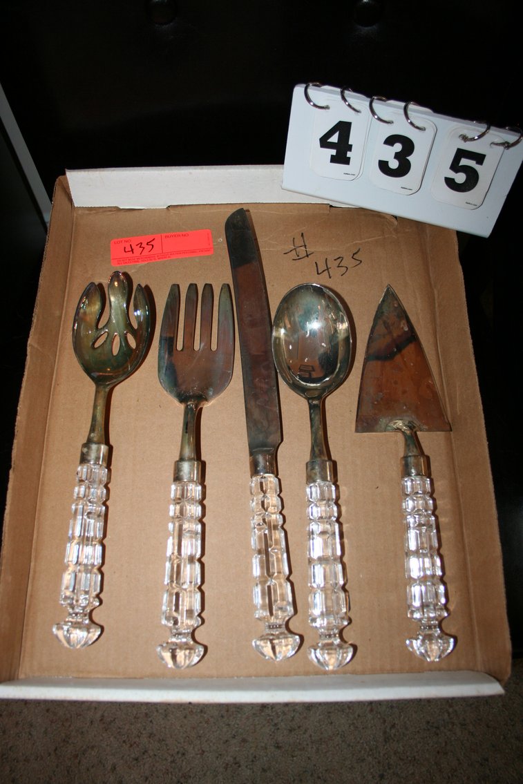 Image for Crystal & Silver Plate Serving Set