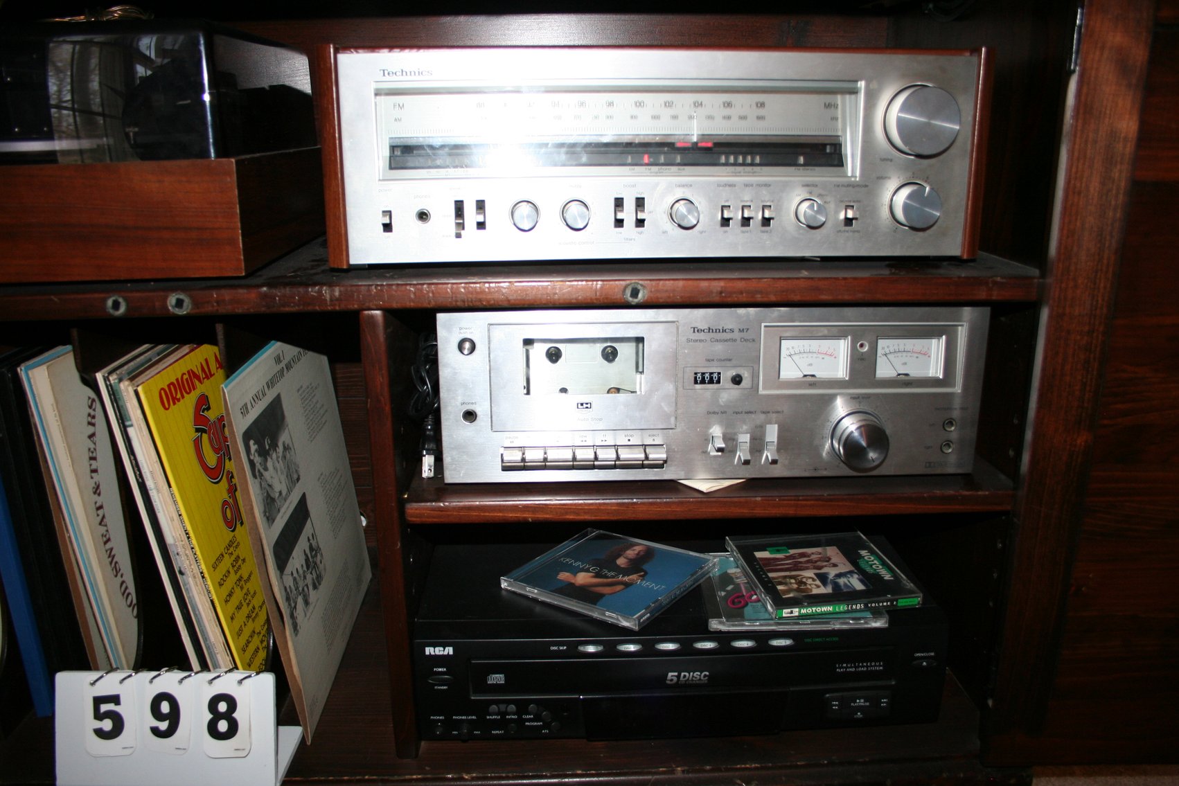 Image for Vintage Technics AM FM SA-404 Receiver Technics M7 Cassette, Misc & Cabinet (3 Pieces)