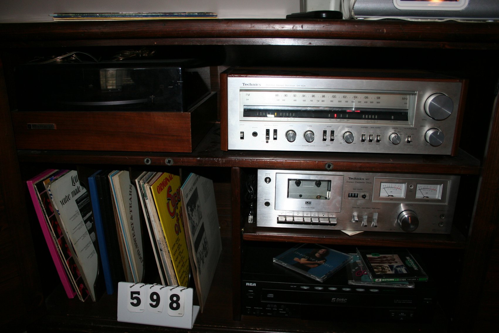 Image for Vintage Technics AM FM SA-404 Receiver Technics M7 Cassette, Misc & Cabinet (3 Pieces)