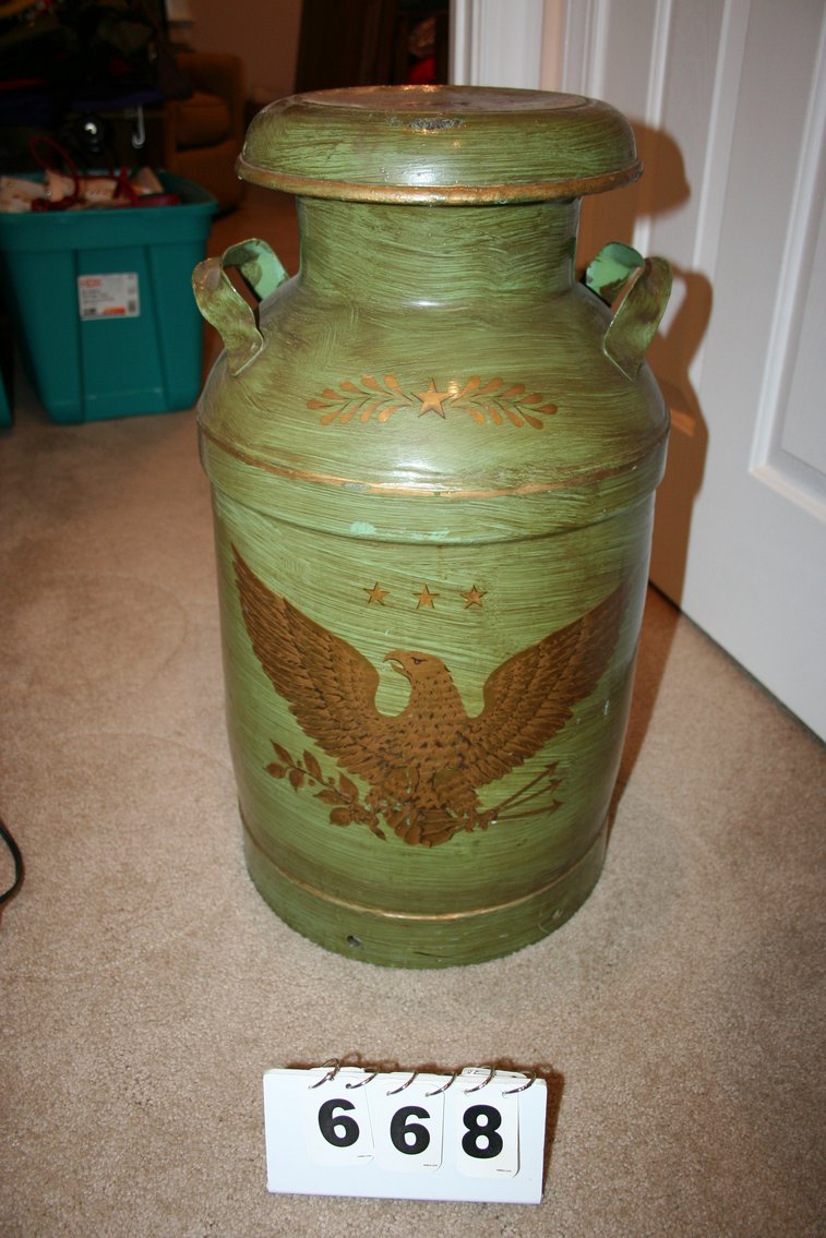 Image for Milk Can 10 Gallon Painted With Eagle