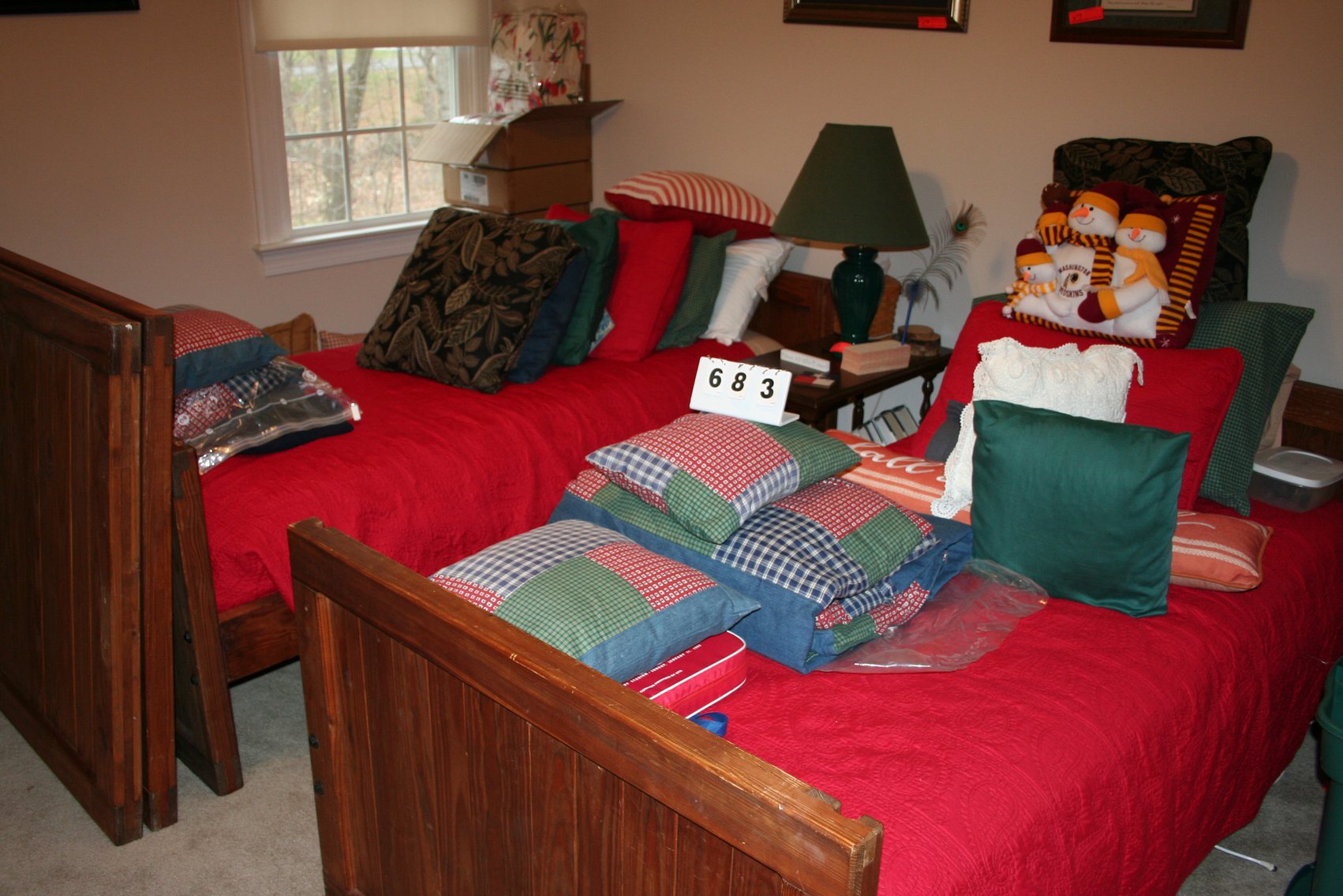 Image for Pine Bunk Bed Set 5 Pieces 2 Beds, Table, Chest, Cabinet & Bedding Included (Very Clean New Condition)