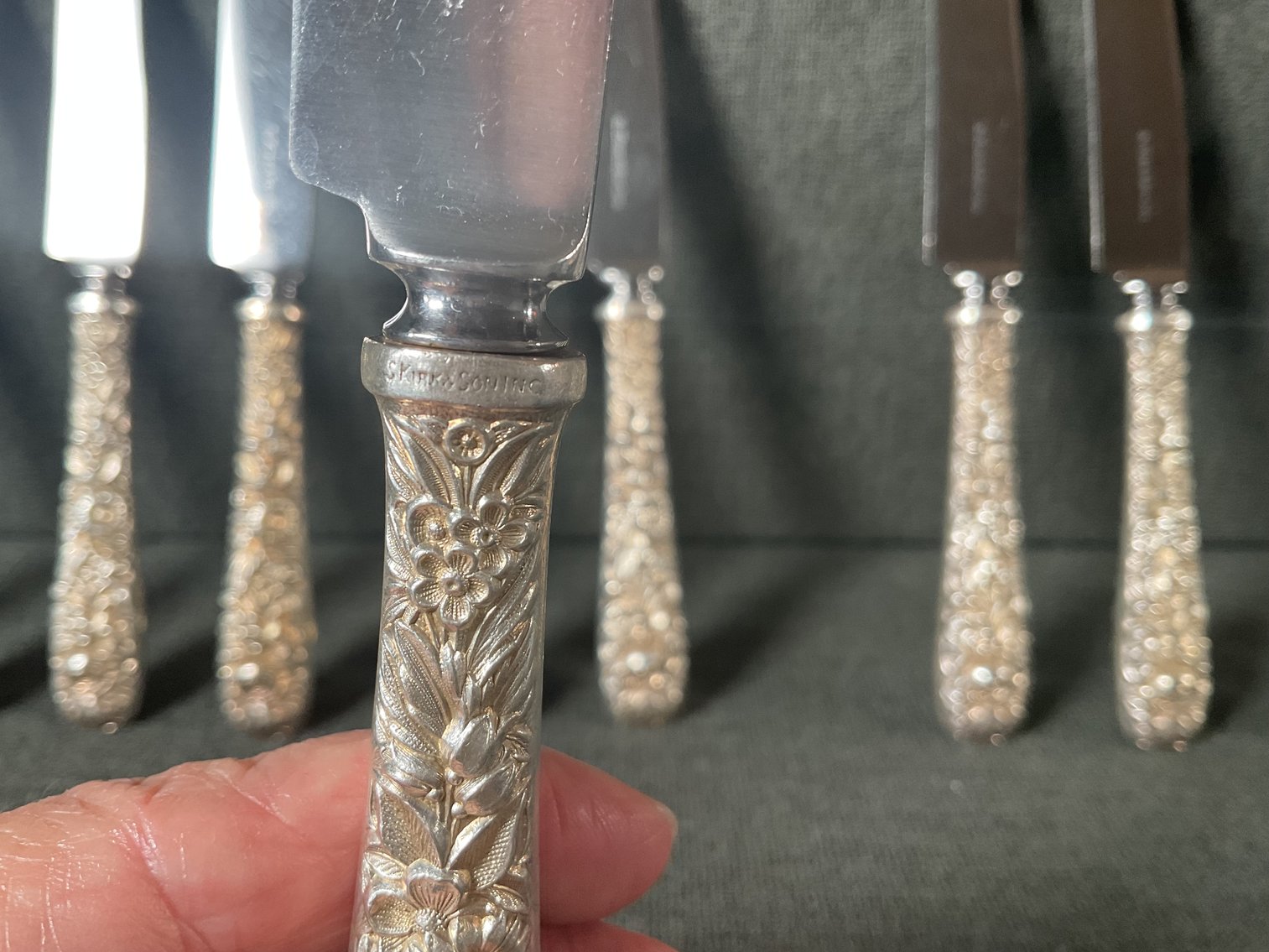 Image for S Kirk & Son “Repousse” Sterling Handle  Knives