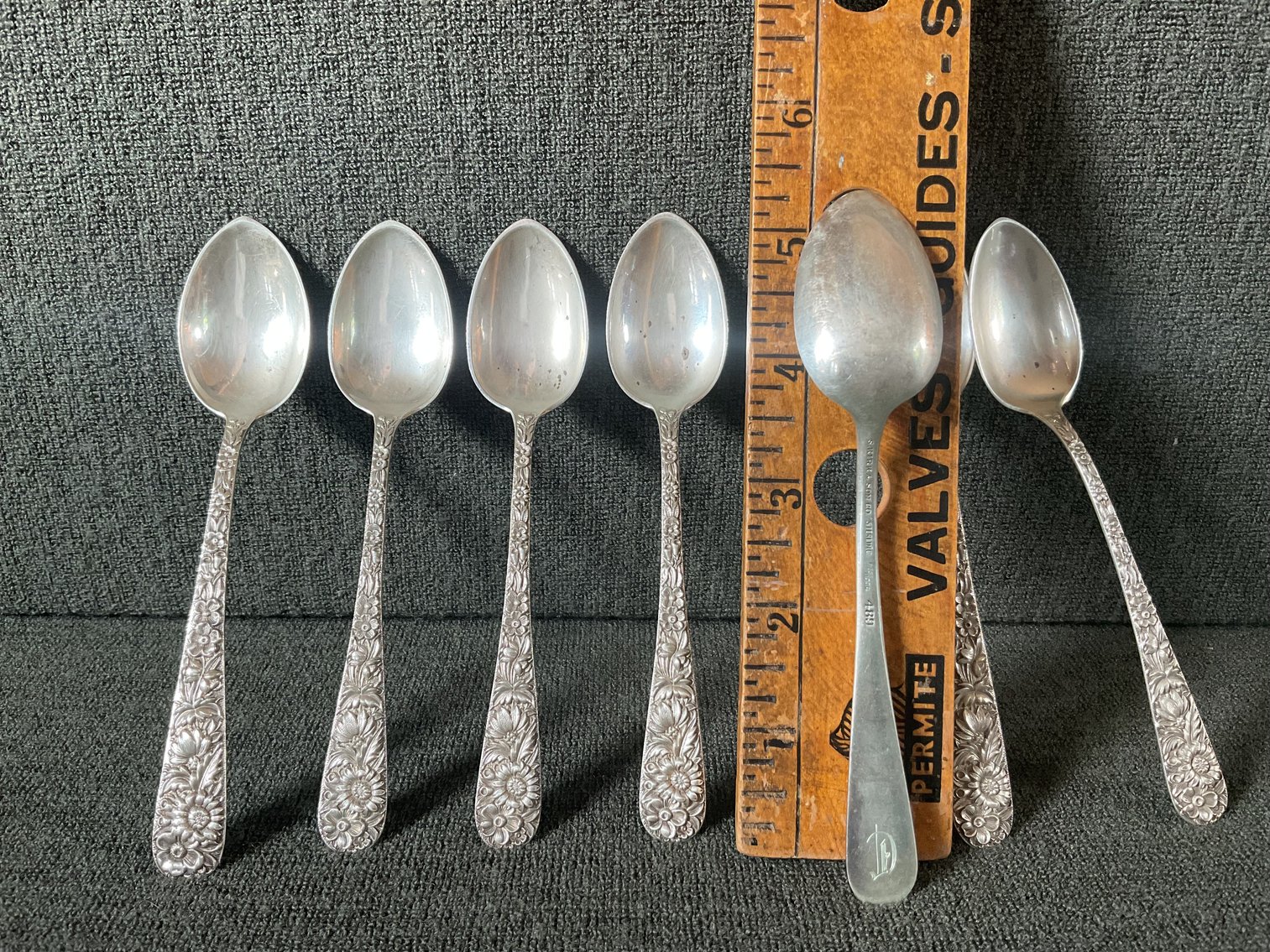 Image for S Kirk & Son “Repousse” Sterling Silver Tea Spoons