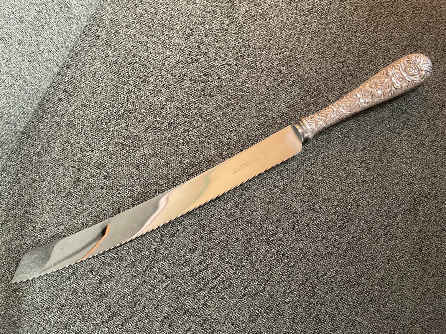 Image for S Kirk & Son “Repousse” Sterling Handle Wedding Cake Knife