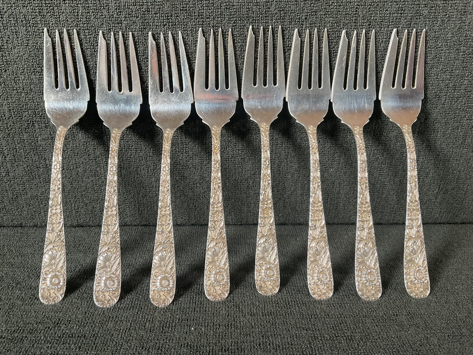 Image for S Kirk & Son “Repousse” Sterling Silver Salad Forks