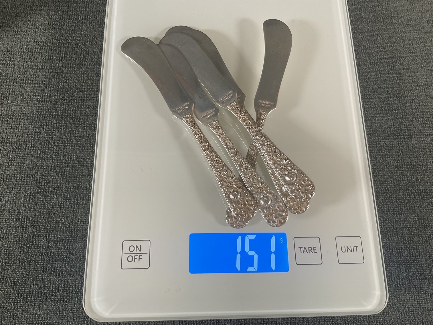Image for S Kirk & Son “Repousse” Sterling Silver Individual Butter Knives