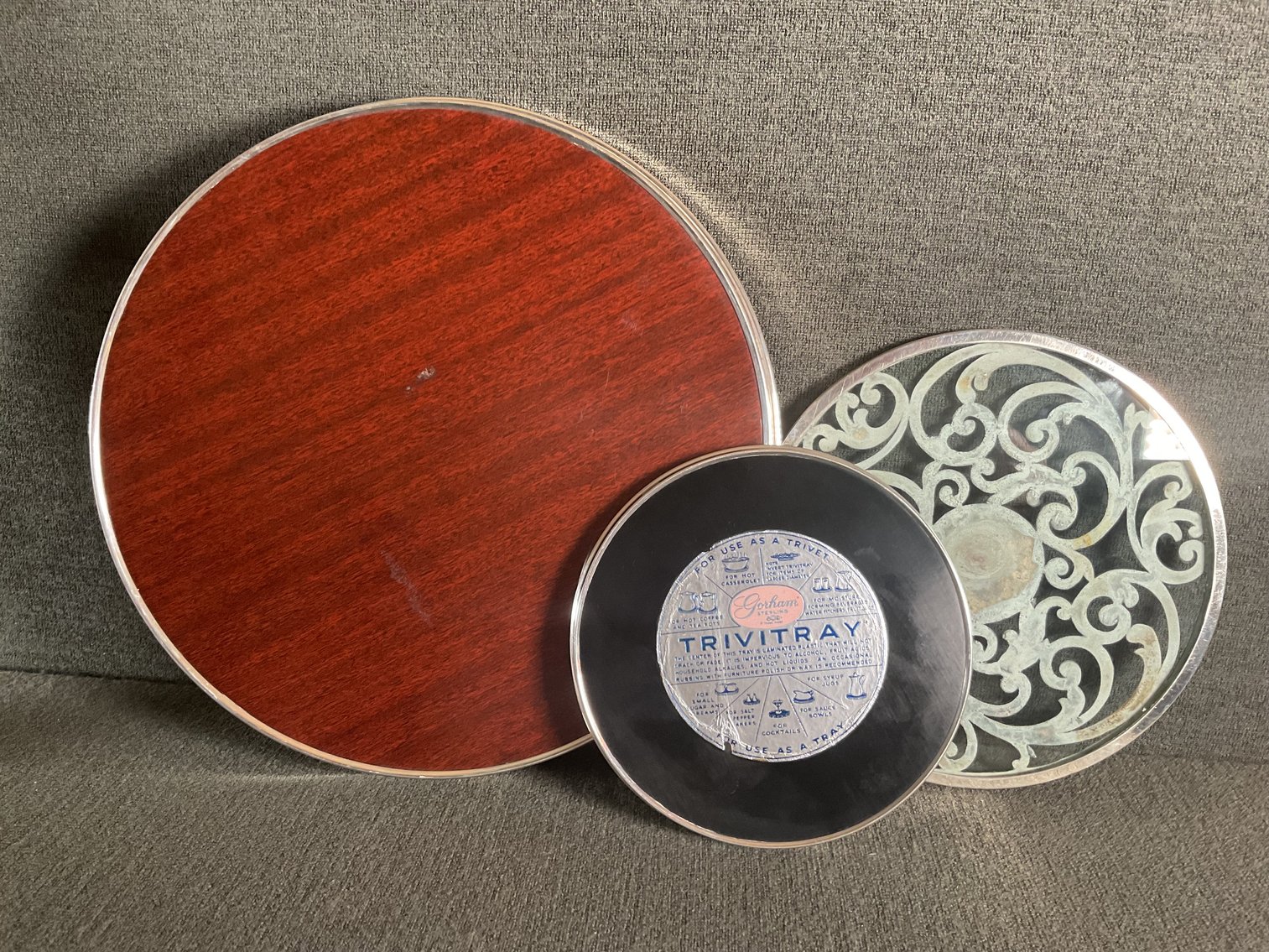 Image for Trays and Trivet with Sterling Silver