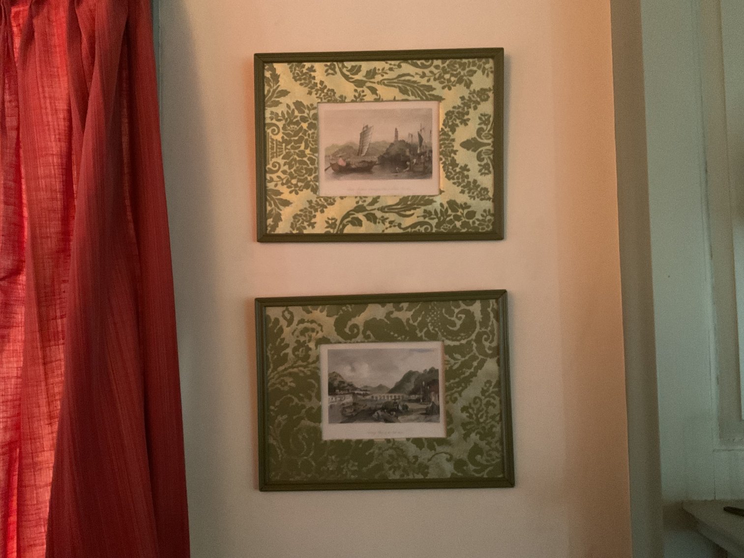 Image for Pair of Prints with Damask Mats