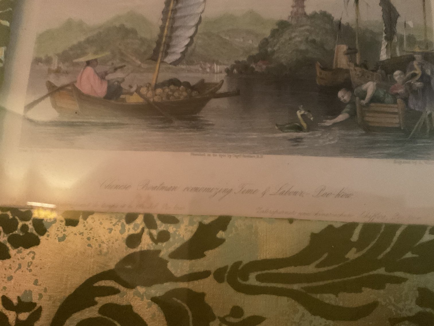 Image for Pair of Prints with Damask Mats