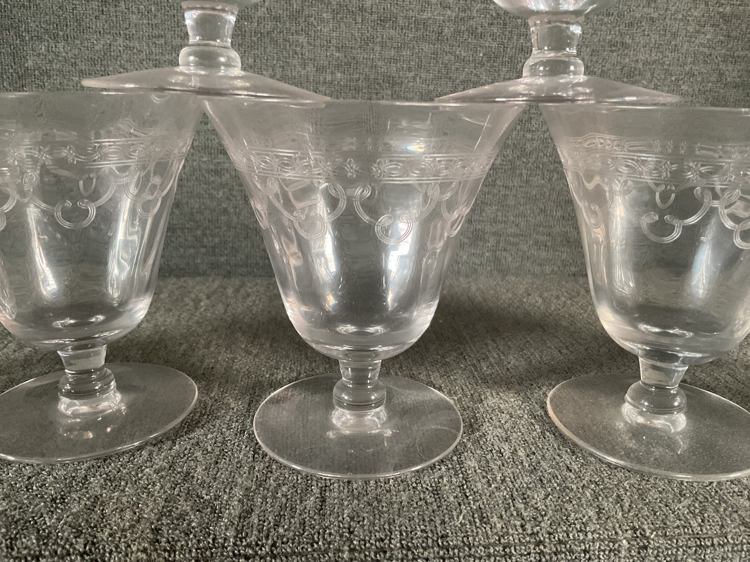 Image for Cut Crystal Low Ball Glasses and Needle Etched Stems