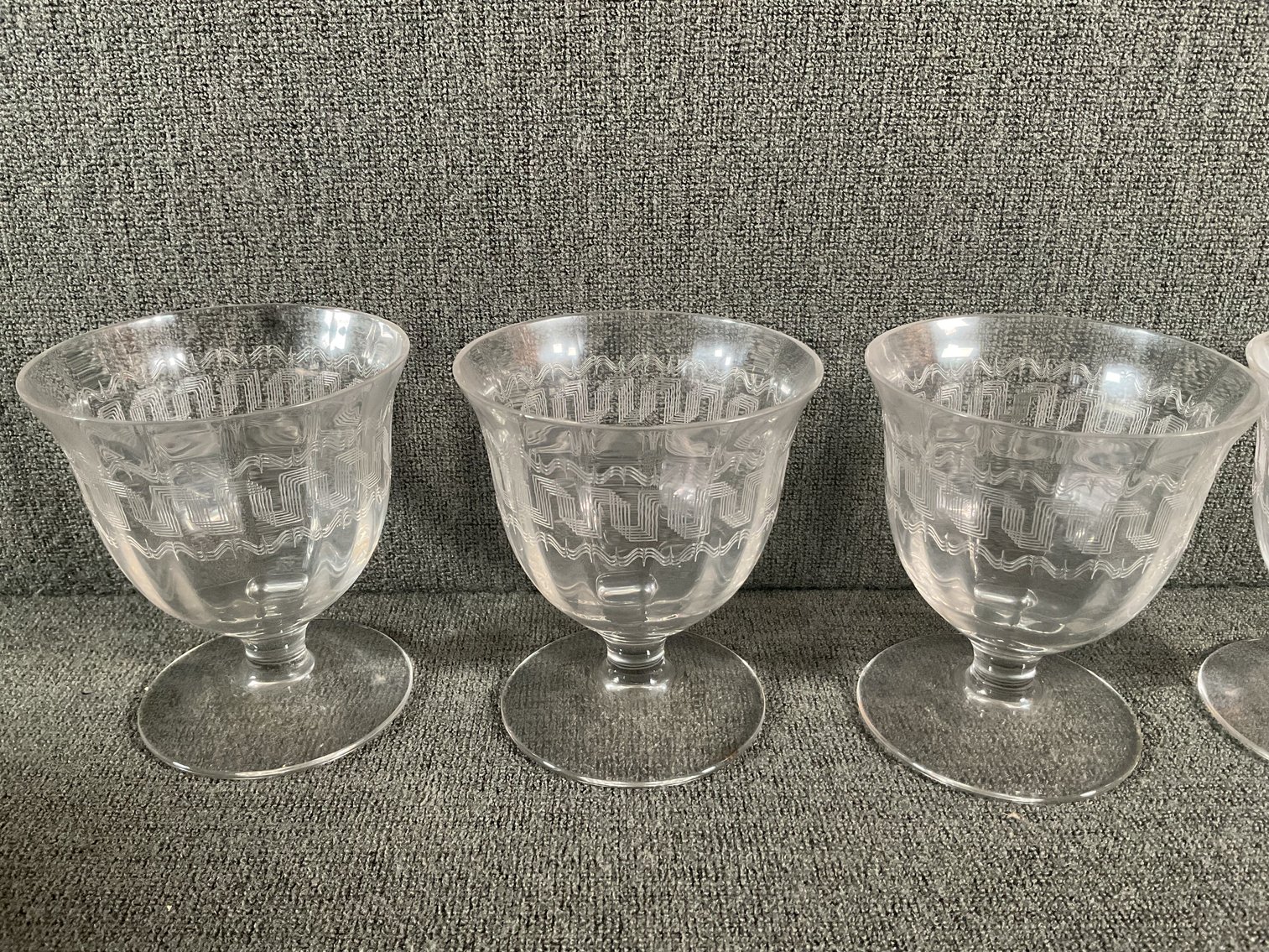 Image for Cut Crystal Low Ball Glasses and Needle Etched Stems