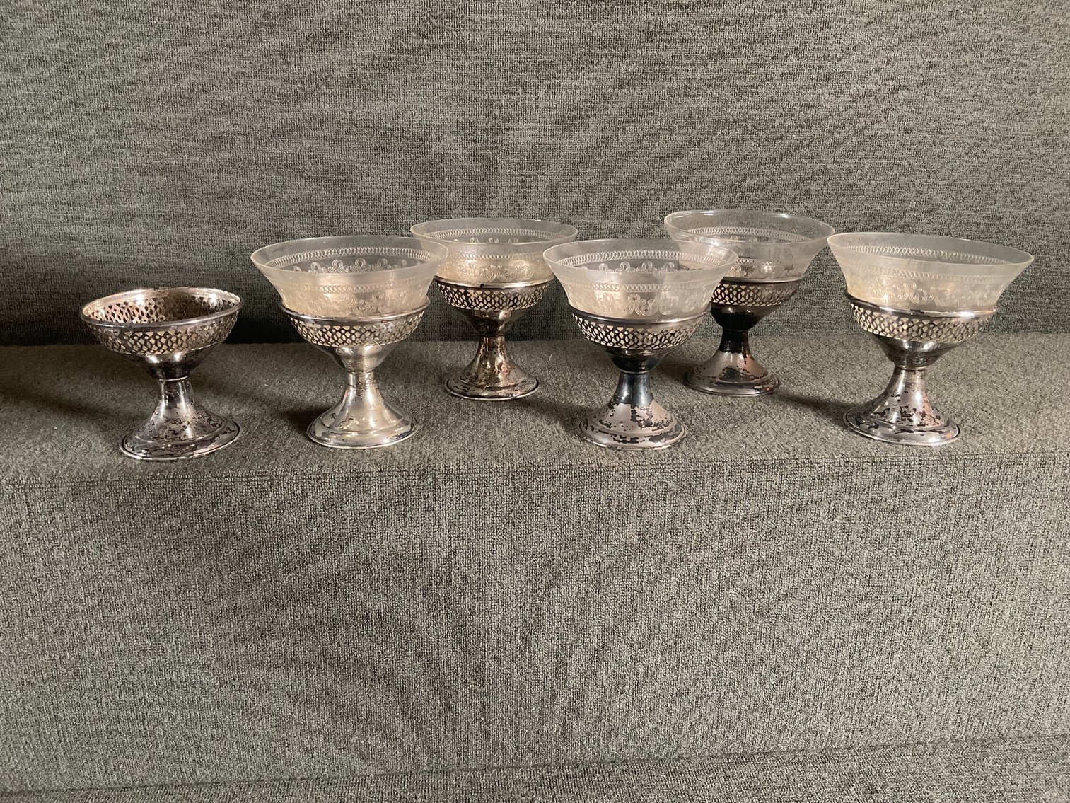 Image for Crystal Dessert Cups in Sterling Silver Base