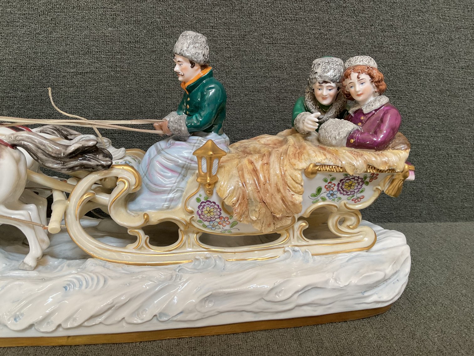 Image for Dresden Alsbach “Horse and Sleigh” Figurine