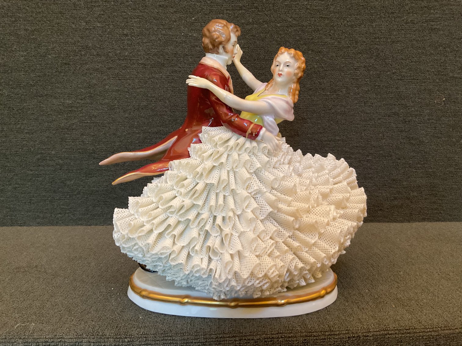 Image for Rare Dresden Lace Sitzendorf Dancing Couple