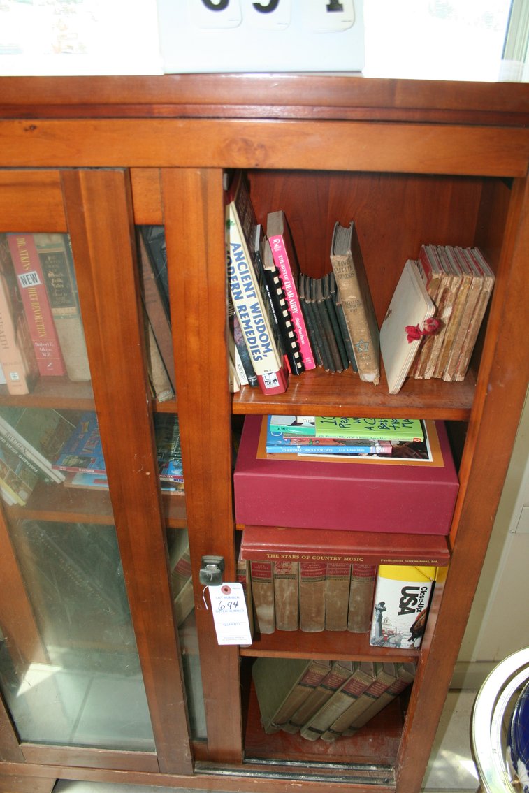 Image for Vintage Pine Book Case Sliding Doors Contents Included