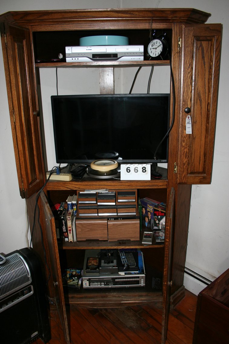 Image for Intertainment Center Oak Cabinet Included