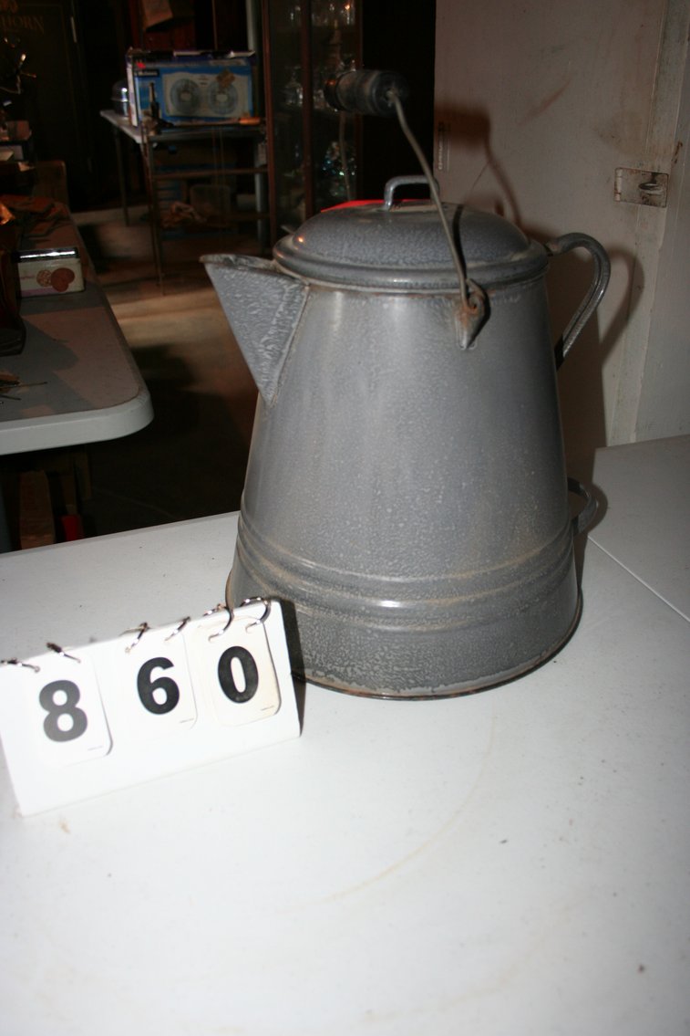 Image for Antique Large Enamel Coffee Pot 13