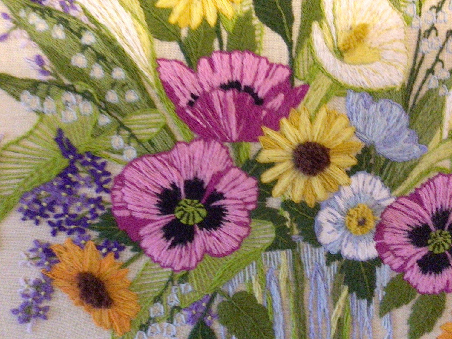 Image for Large Framed Needlework - Floral Basket