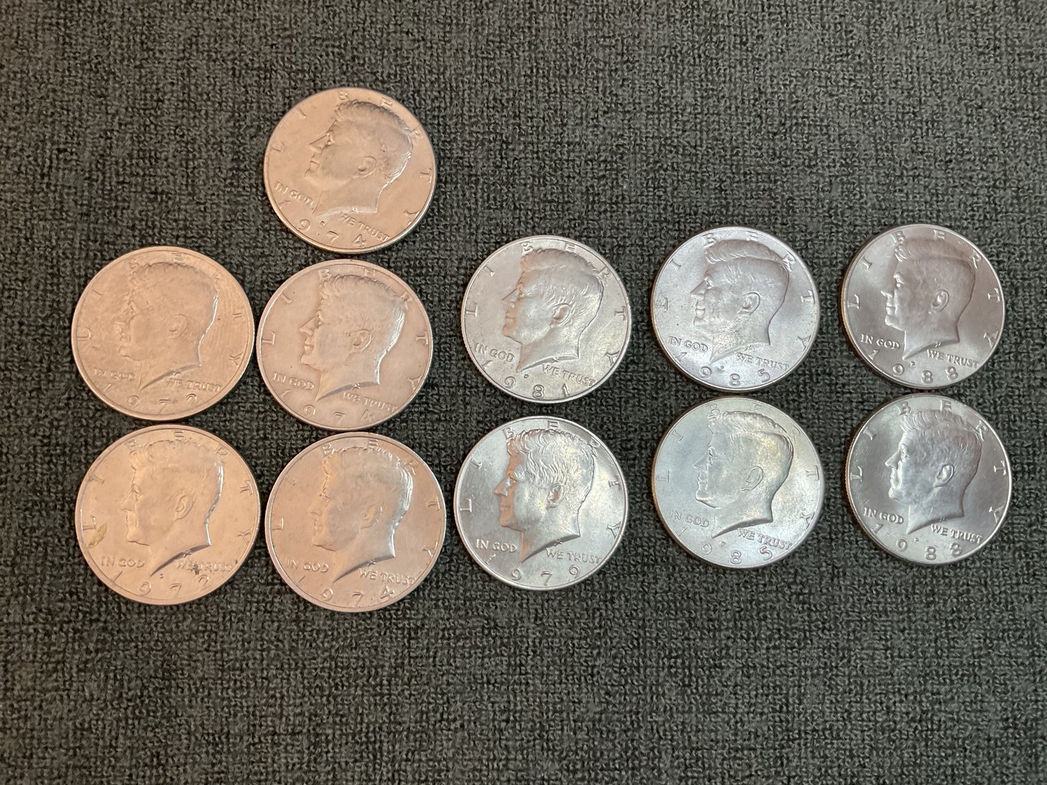Image for 10 Clad Kennedy Half Dollars