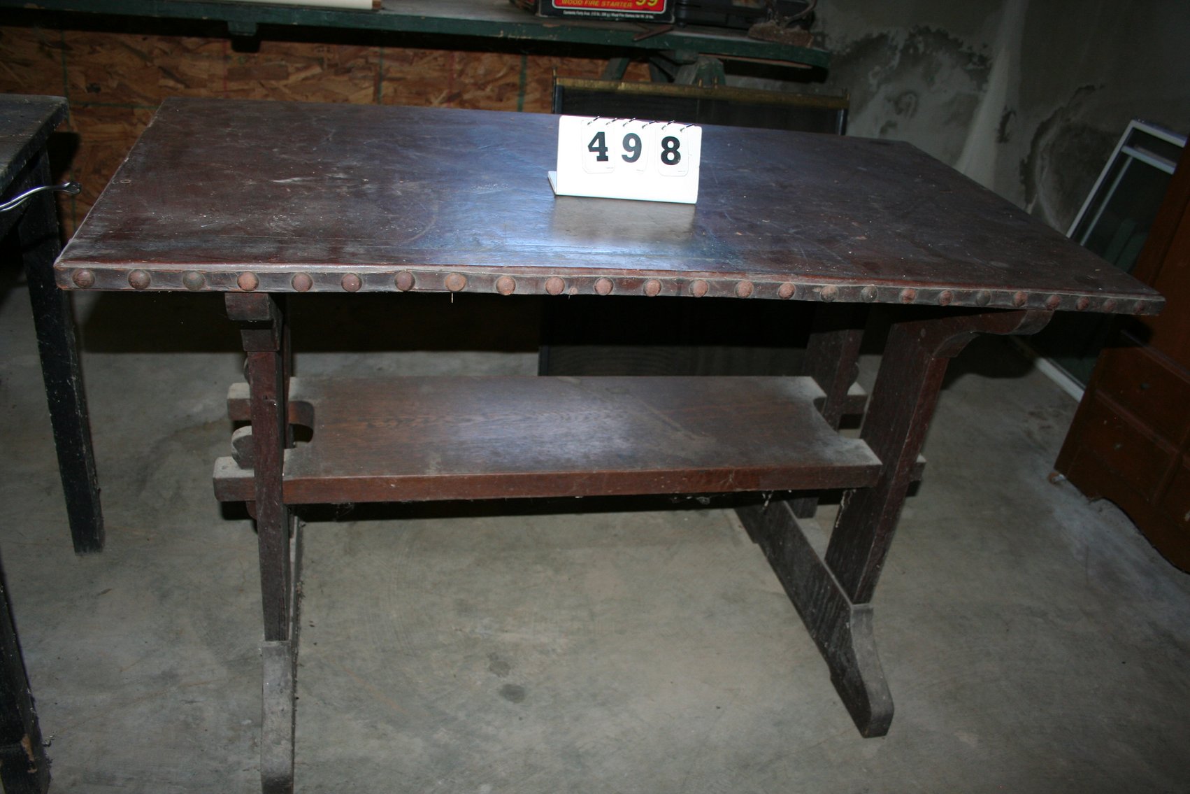 Image for Early Arts & Craft Leather Top Table (unusual find)