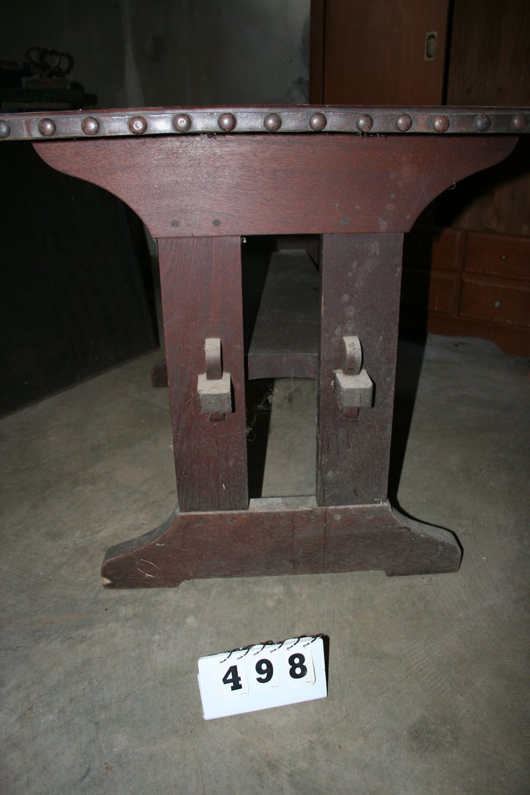 Image for Early Arts & Craft Leather Top Table (unusual find)