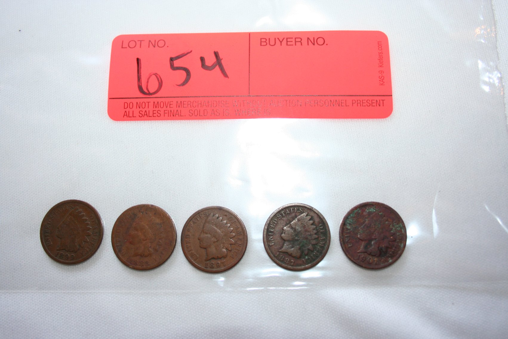 Image for 1887, 1901, 1897, 1883, 1899, Indian Head One Cent (5)