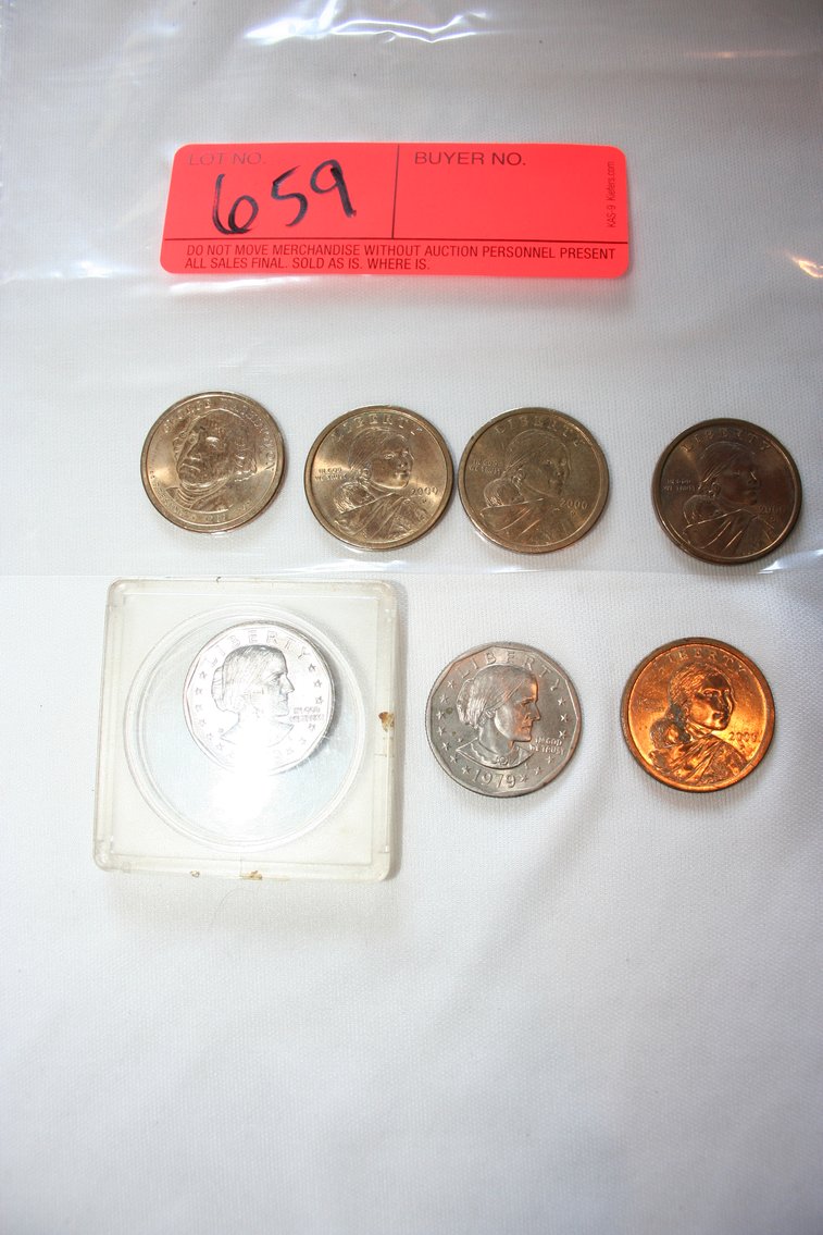 Image for NO DATE  Standing Liberty & 1979 Susan B Anthony Dollar (2) & 2000 Sacagawea Dollar (4) &