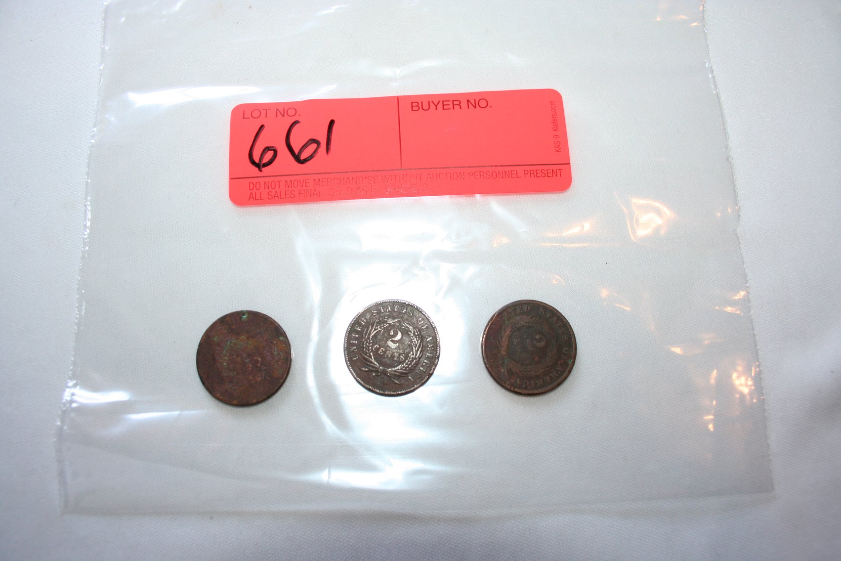 Image for 1865, 1864, 1865 2 Cent Pieces US (3)