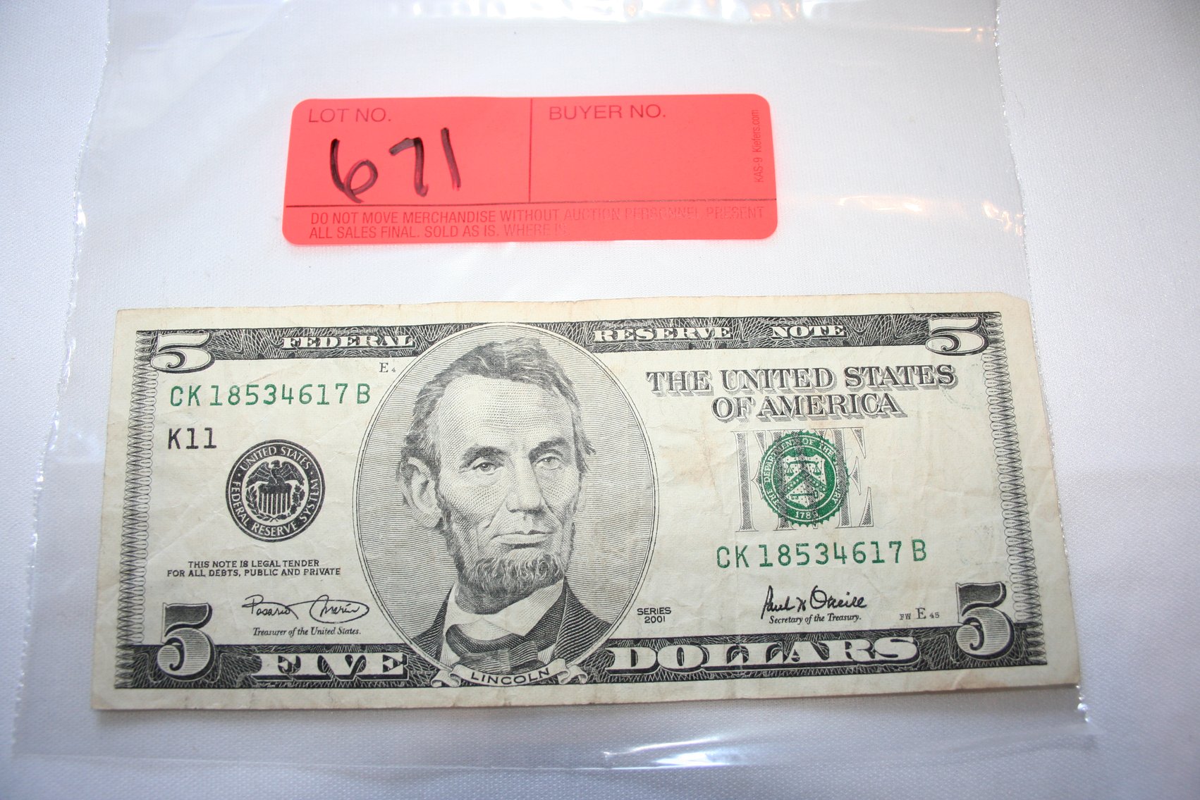 Image for 2001 Five Dollar