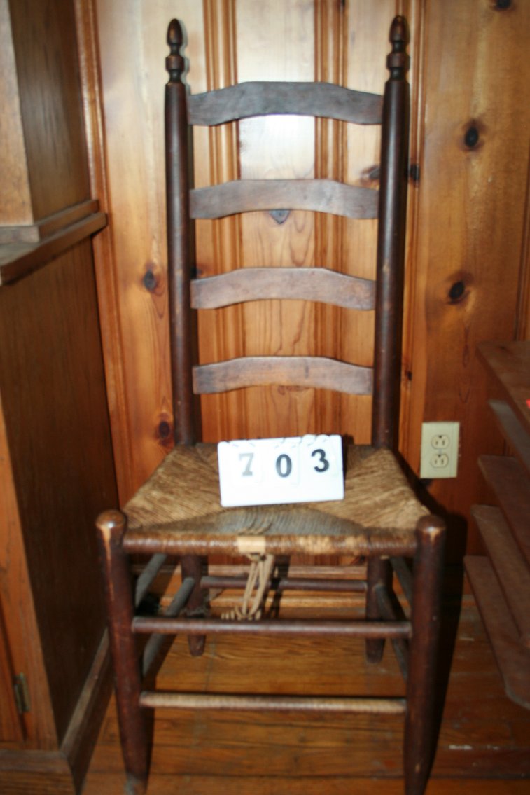 Image for Antique / Primitive Ladder Back Chair Rush Seat
