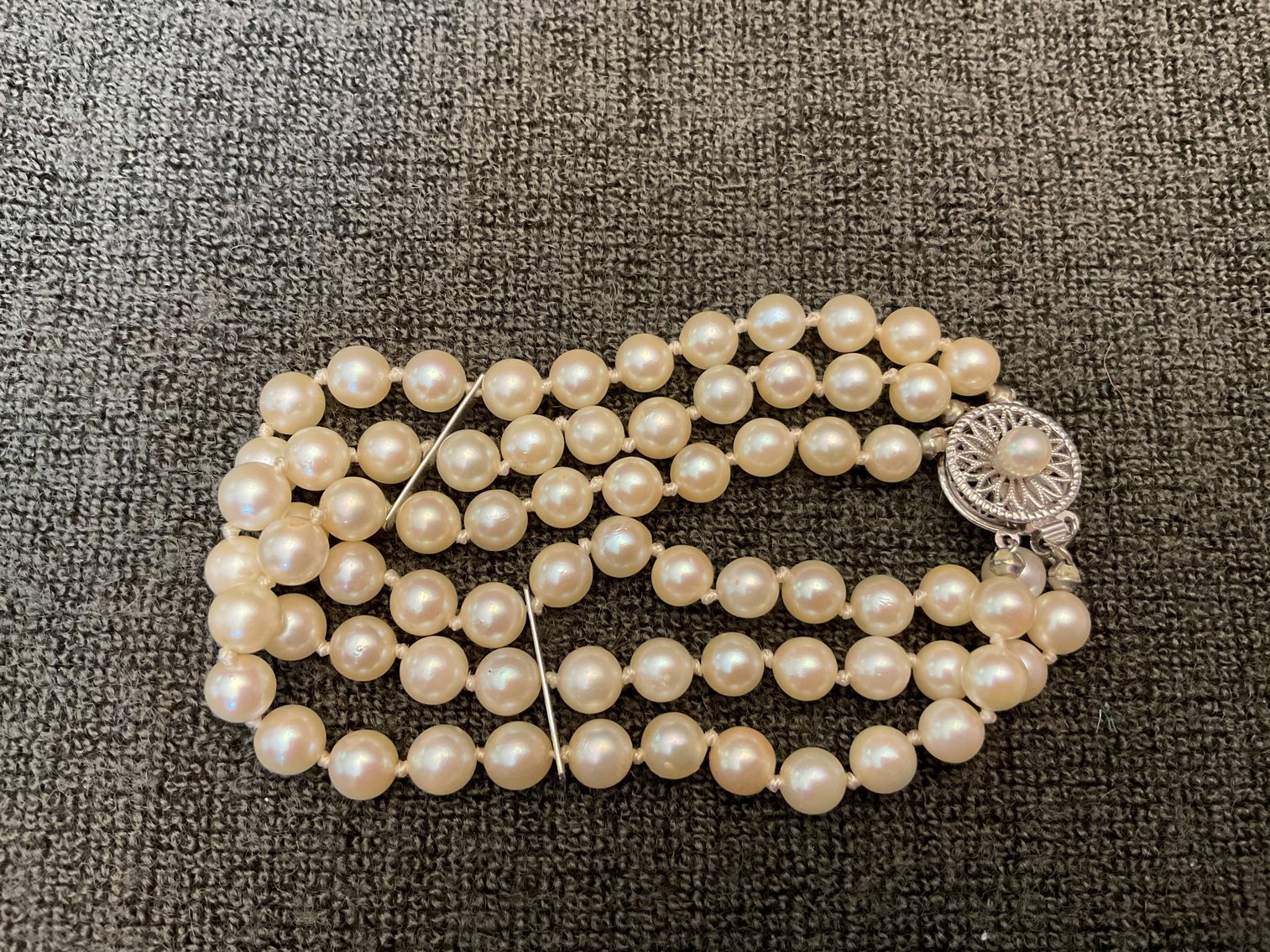 Image for 14 Kt Gold Clasp - 3 Strand Pearl Bracelet