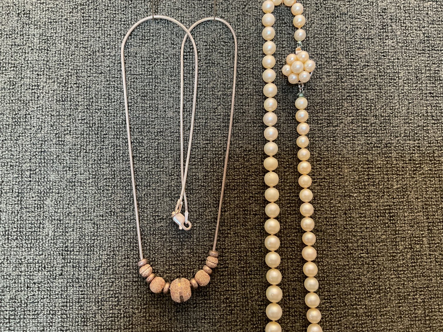 Image for Sterling Silver Bead Necklace and Faux Pearls