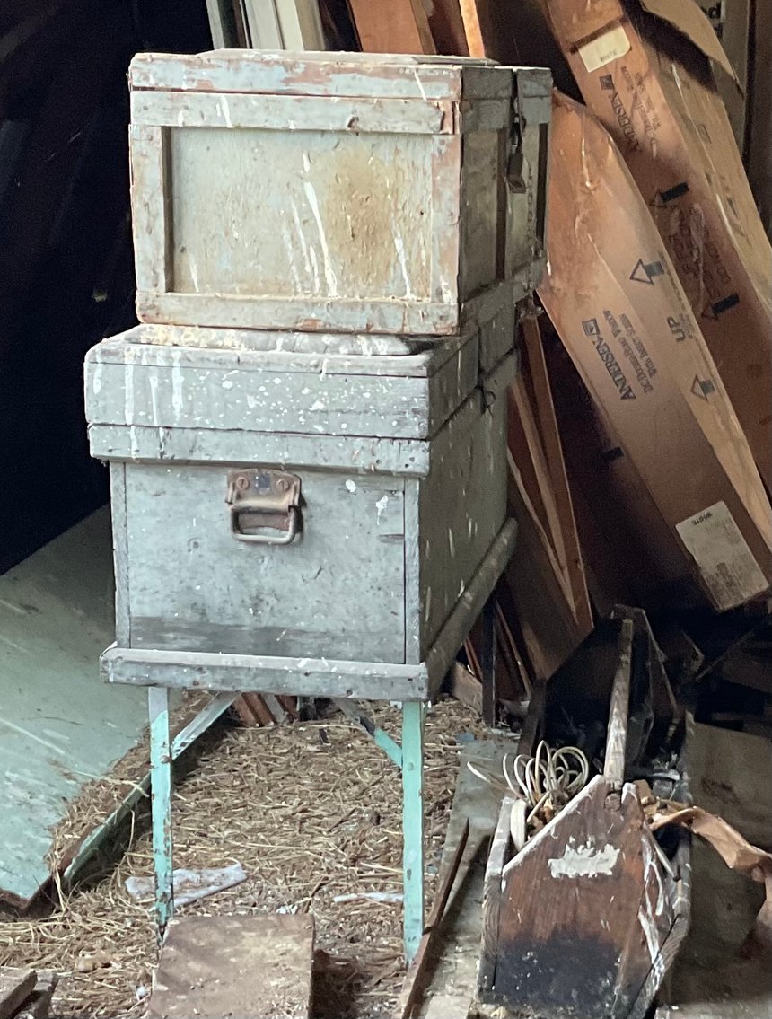 Image for Two Antique Tool Boxes one Stand