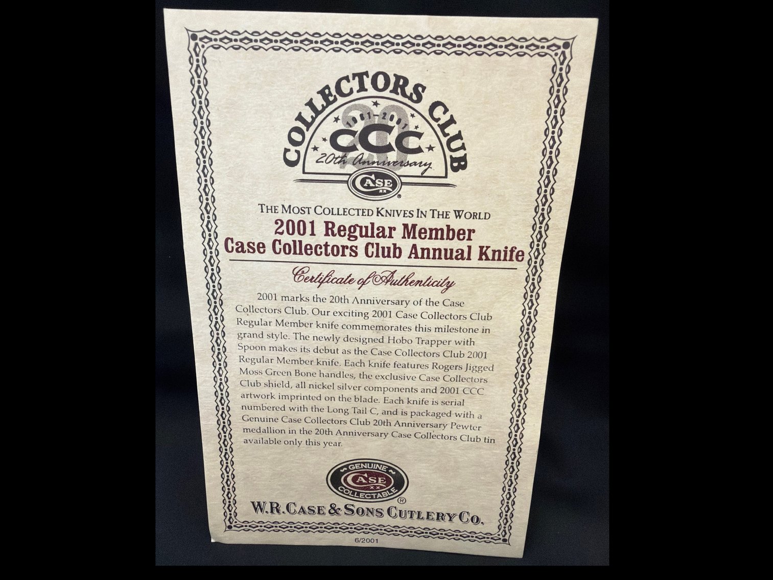 Image for 2001 Case collectors club annual knife