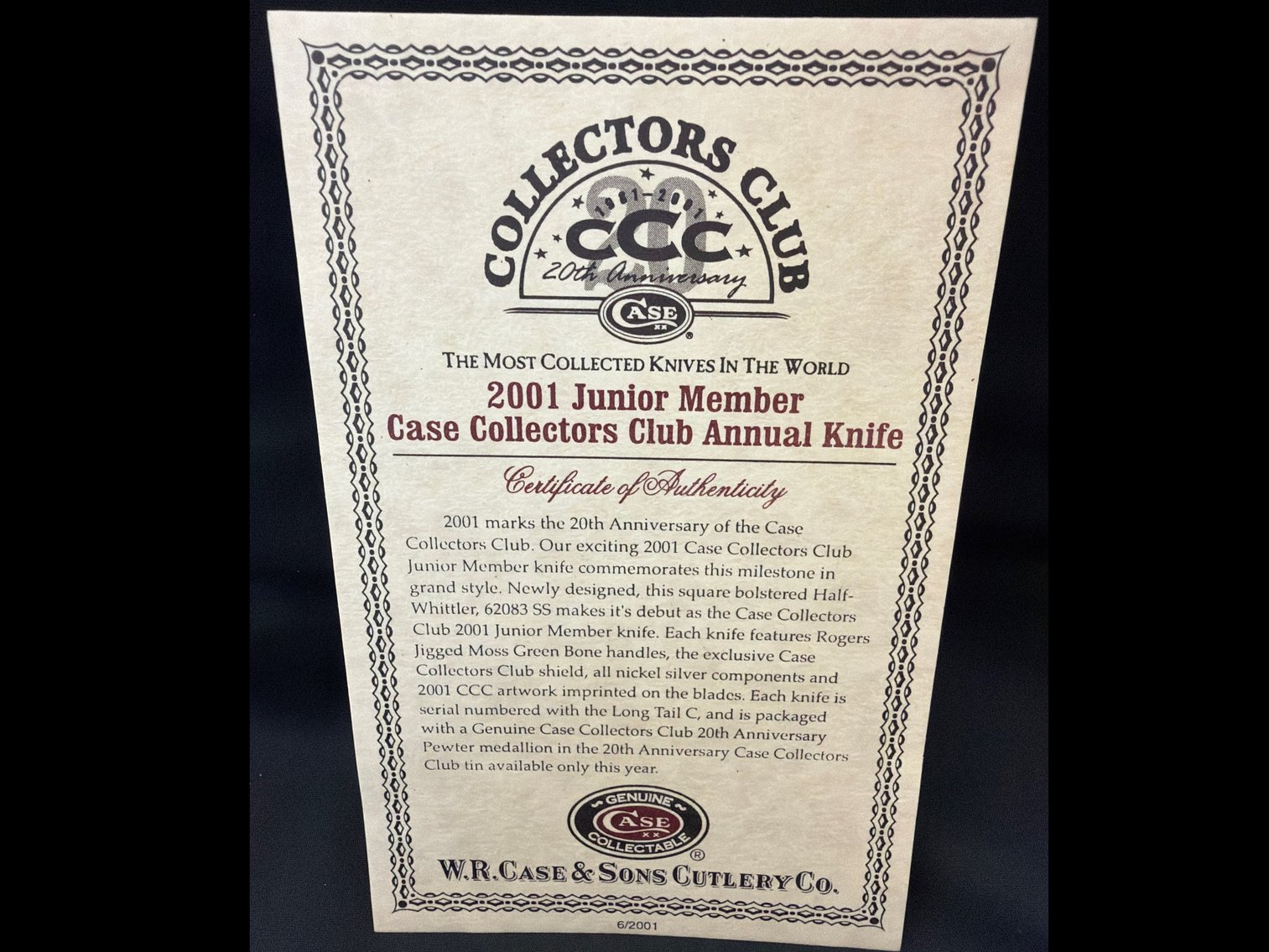Image for 2001. Junior member collectors club annual night.