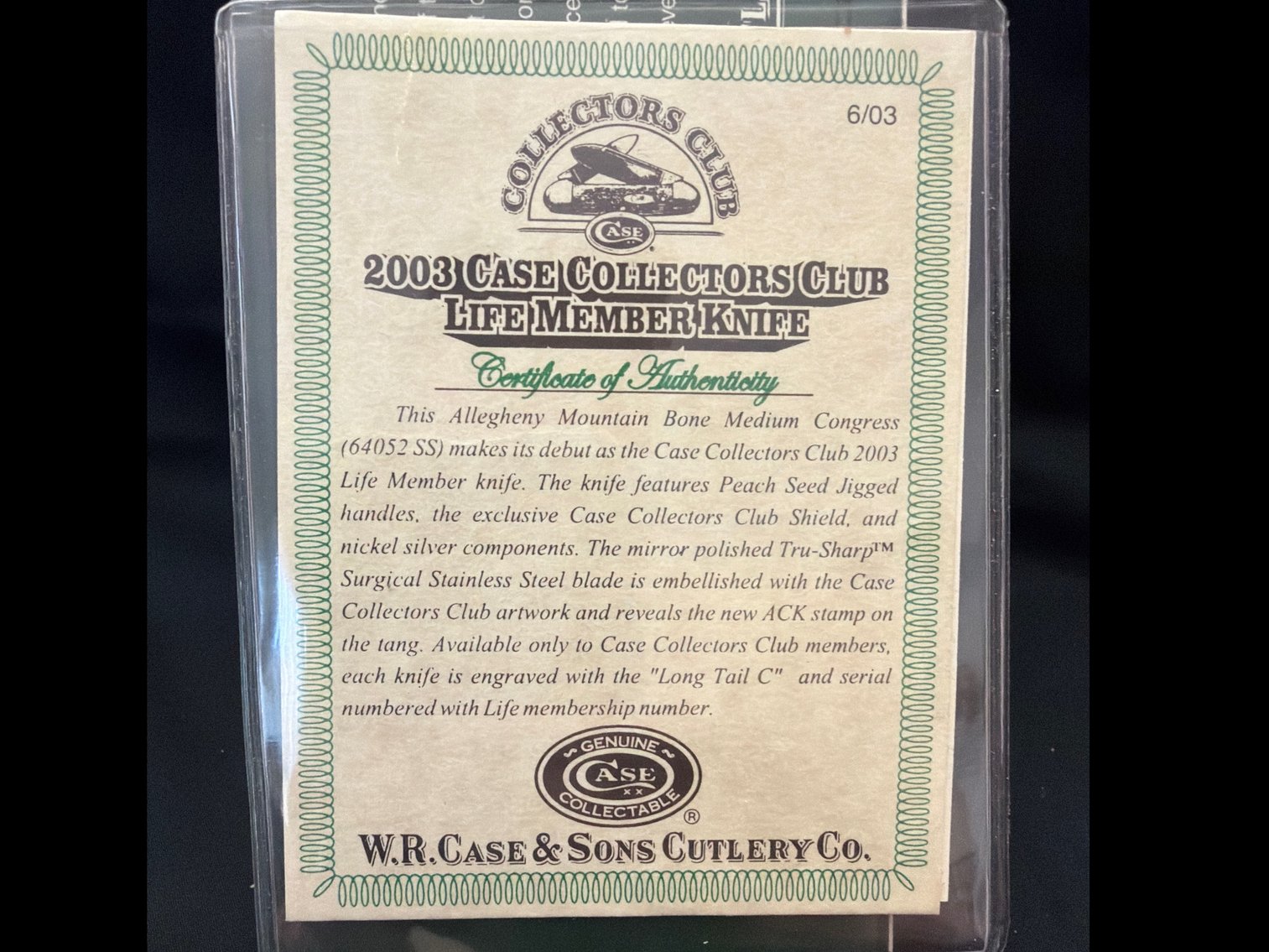 Image for 2003 case collectors club knives