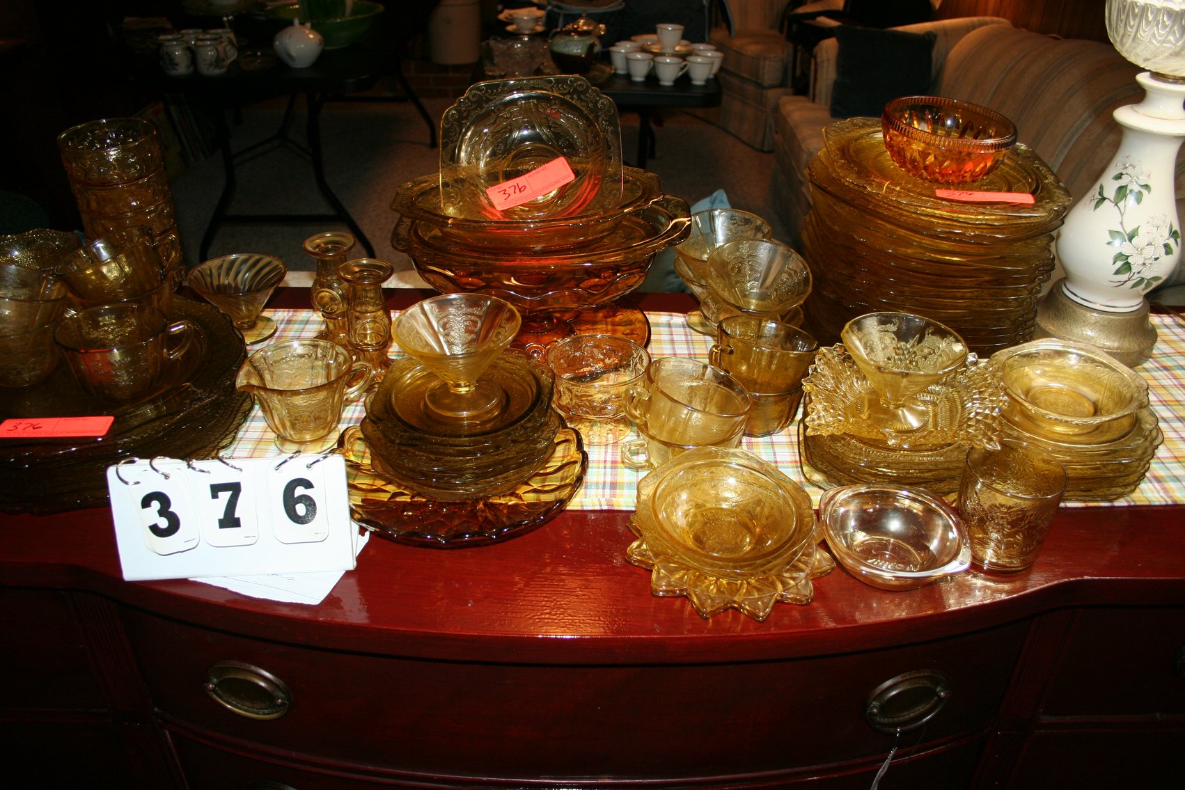 Image for Amber Depression Glass 80 Pieces