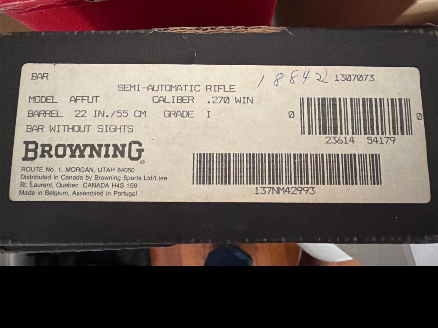 Image for Belgium Browning Bar  270 Cal  Auto