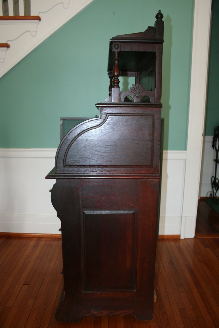 Image for Antique Ladies Victorian East Lake Half Cylinder Oak Rolltop Secretary