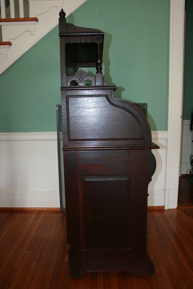 Image for Antique Ladies Victorian East Lake Half Cylinder Oak Rolltop Secretary