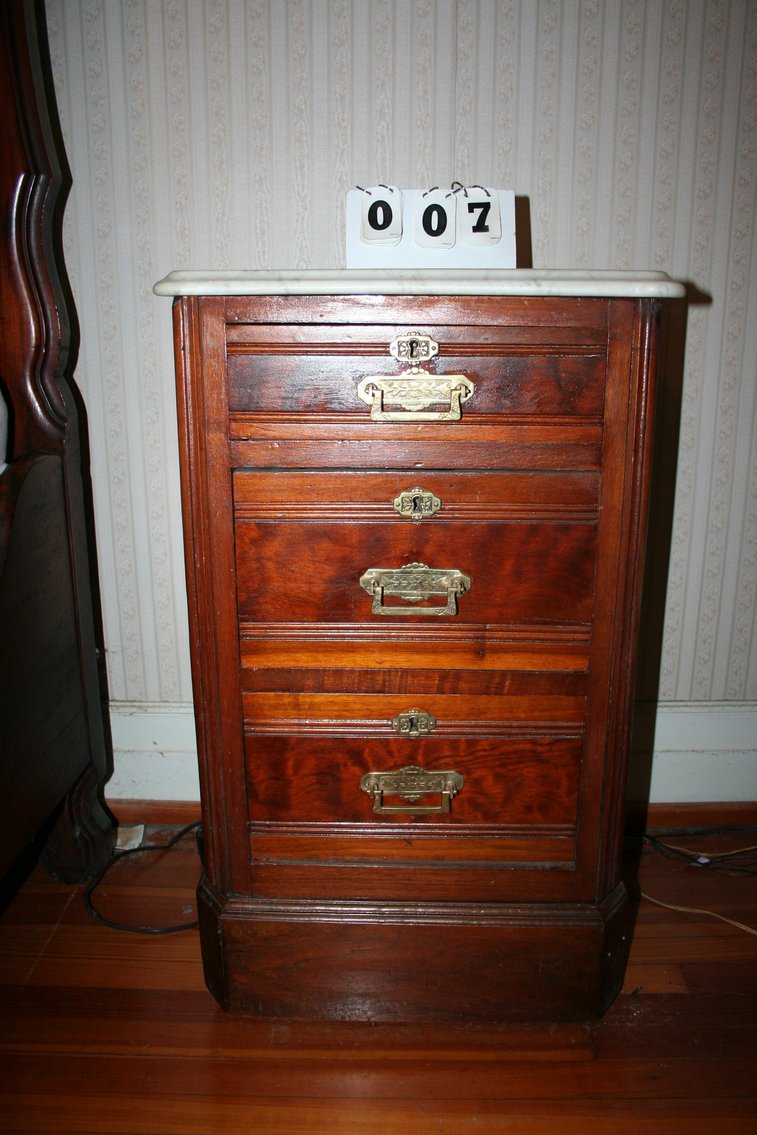 Image for Victorian Walnut Eastlake Bedside Tables Marble Top