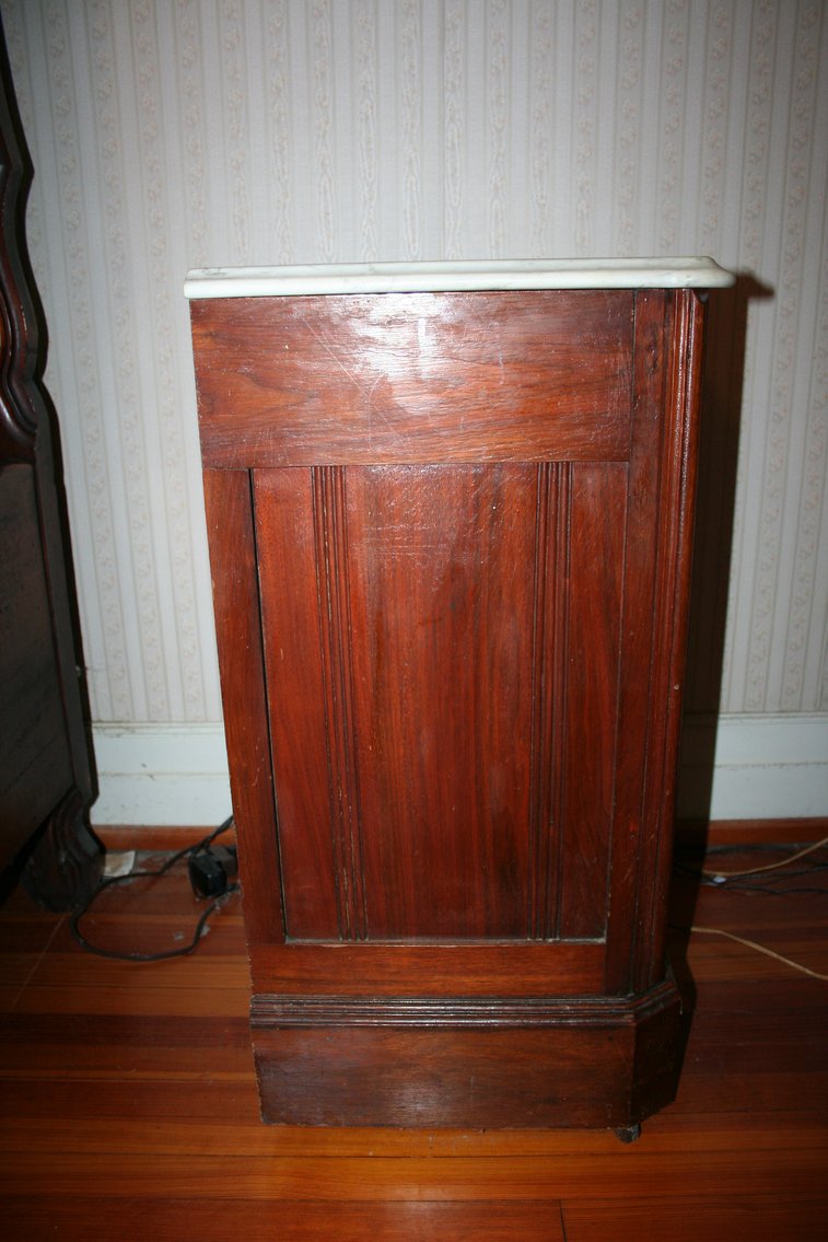 Image for Victorian Walnut Eastlake Bedside Tables Marble Top