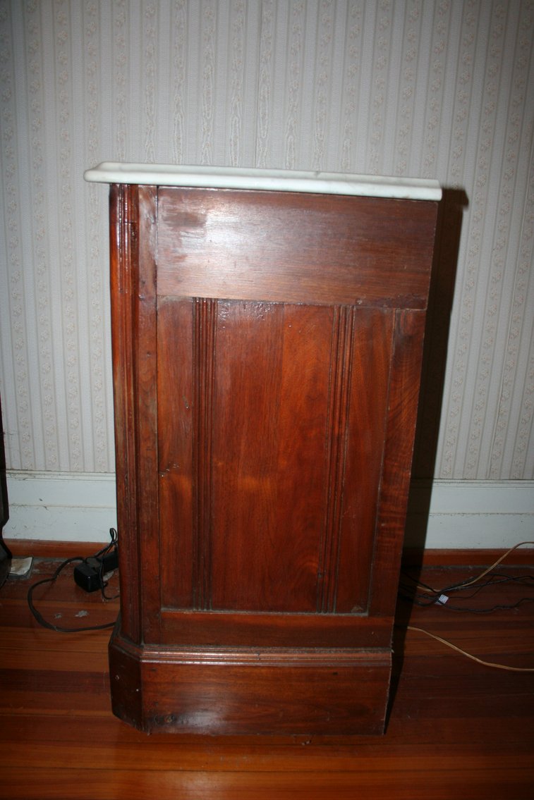 Image for Victorian Walnut Eastlake Bedside Tables Marble Top
