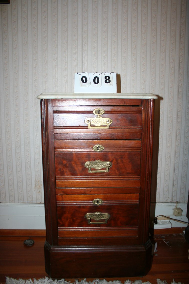 Image for Victorian Walnut Eastlake Bedside Tables Marble Top