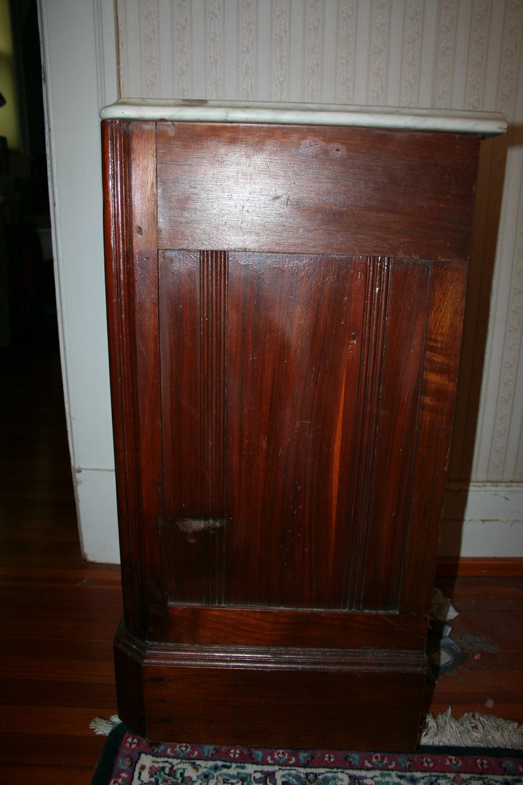 Image for Victorian Walnut Eastlake Bedside Tables Marble Top
