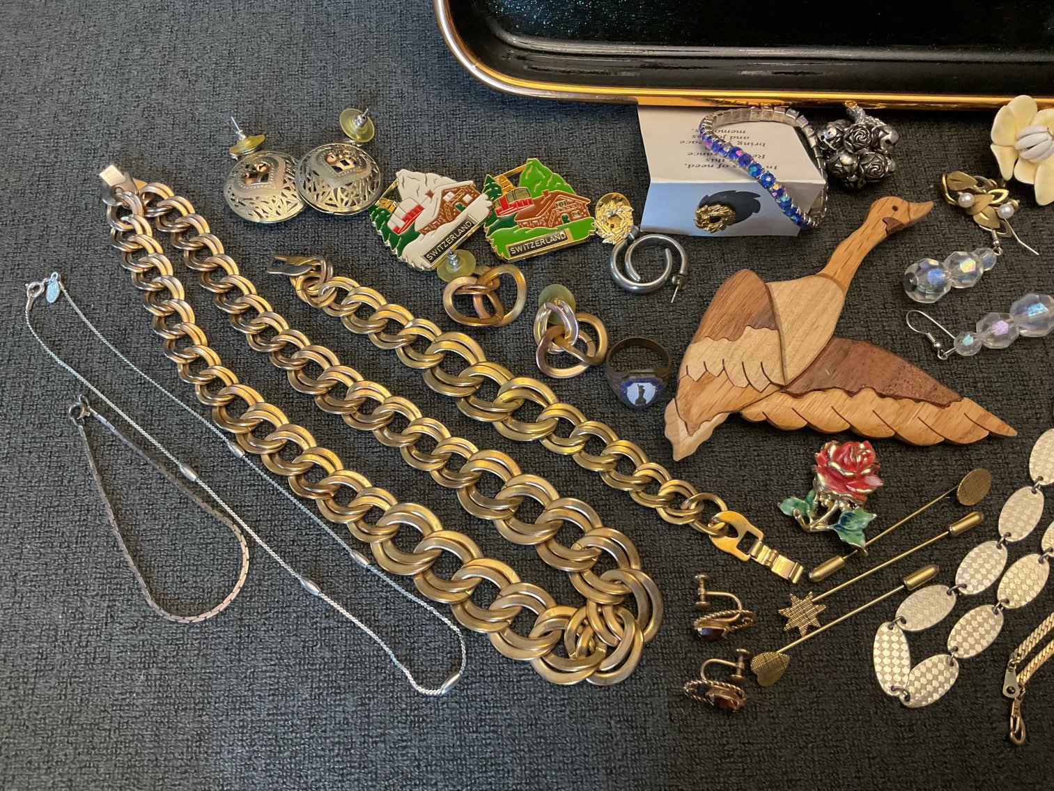 Image for Small Asian Tray with Costume Jewelry