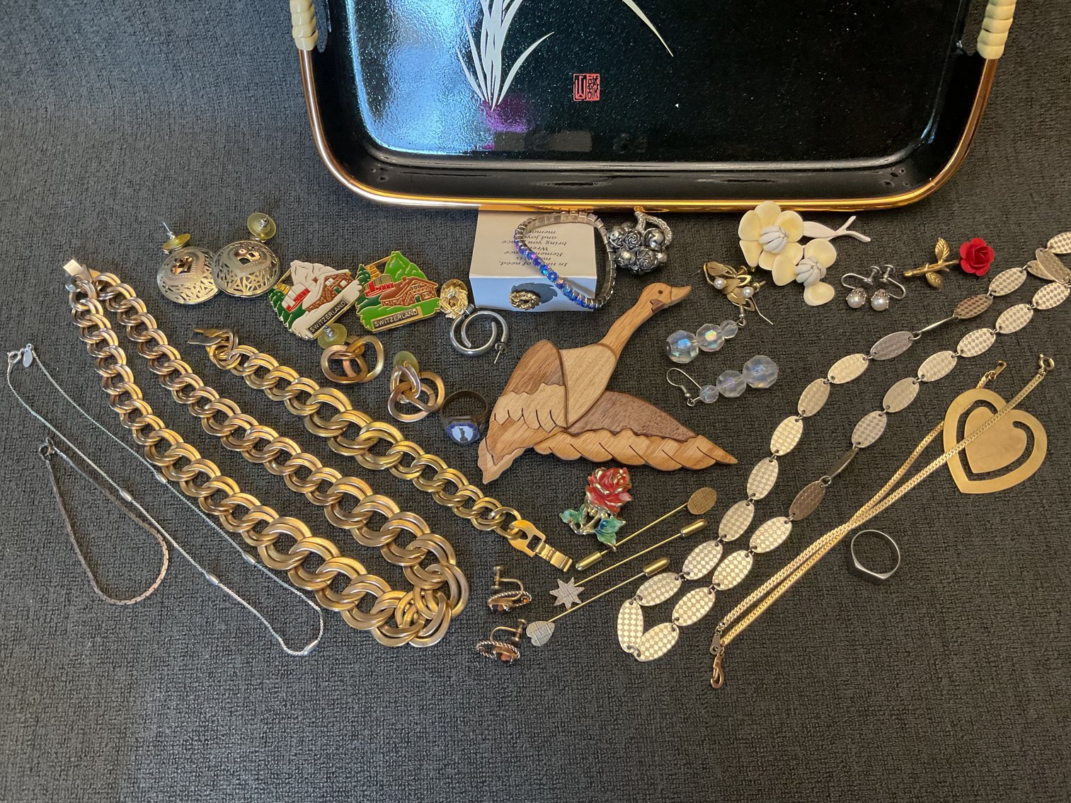 Image for Small Asian Tray with Costume Jewelry