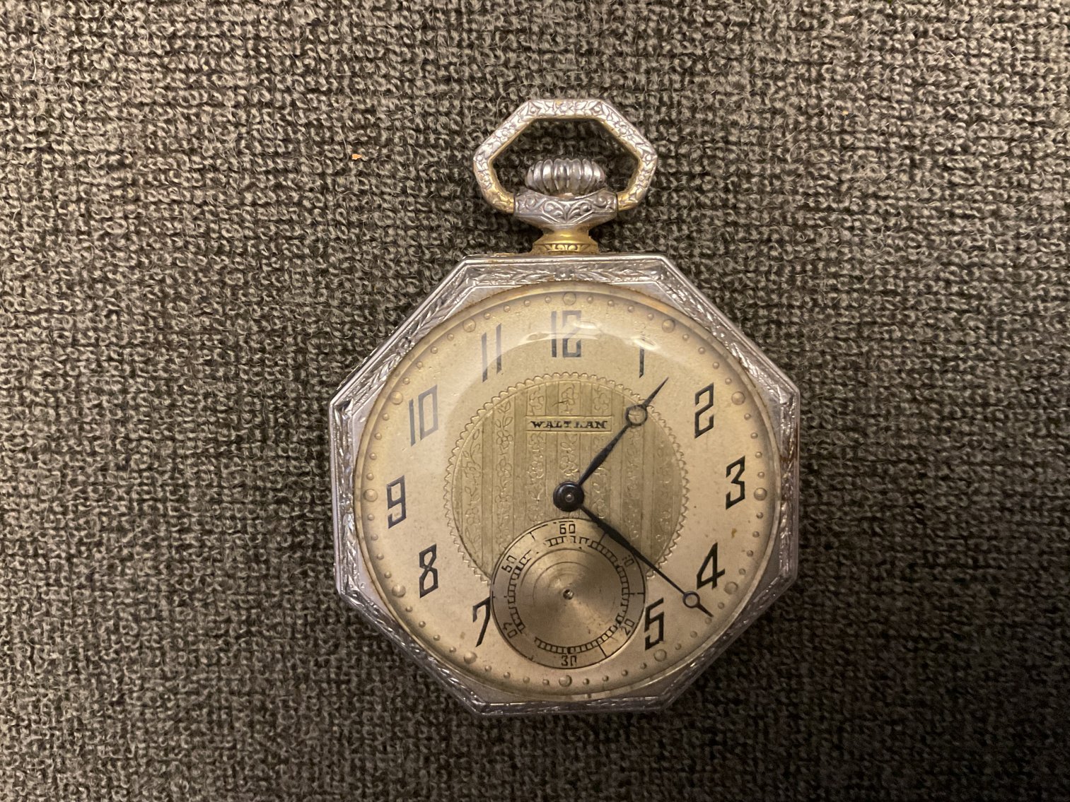 Image for Waltham Art Deco 7 Jewel Pocket Watch