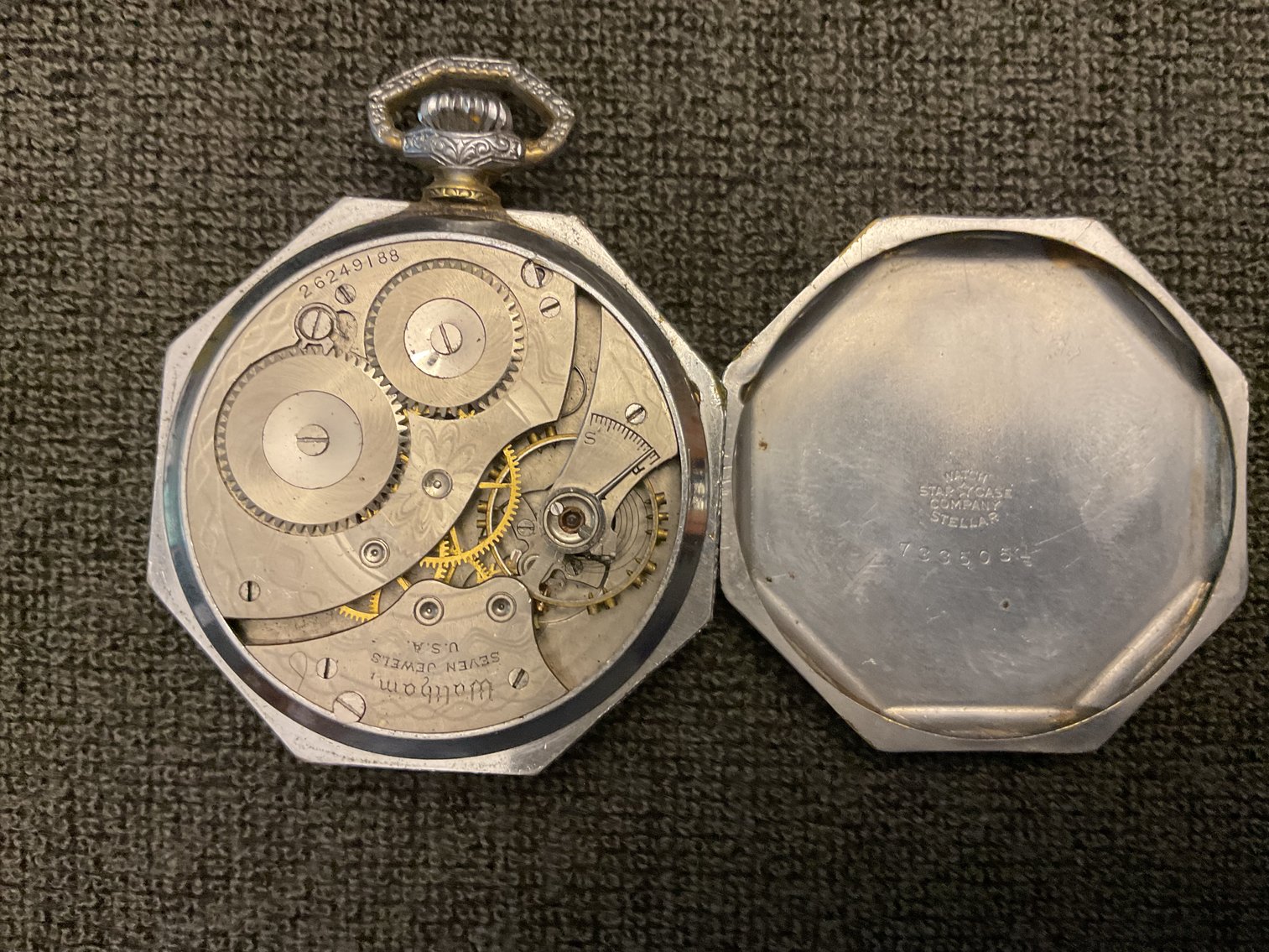 Image for Waltham Art Deco 7 Jewel Pocket Watch