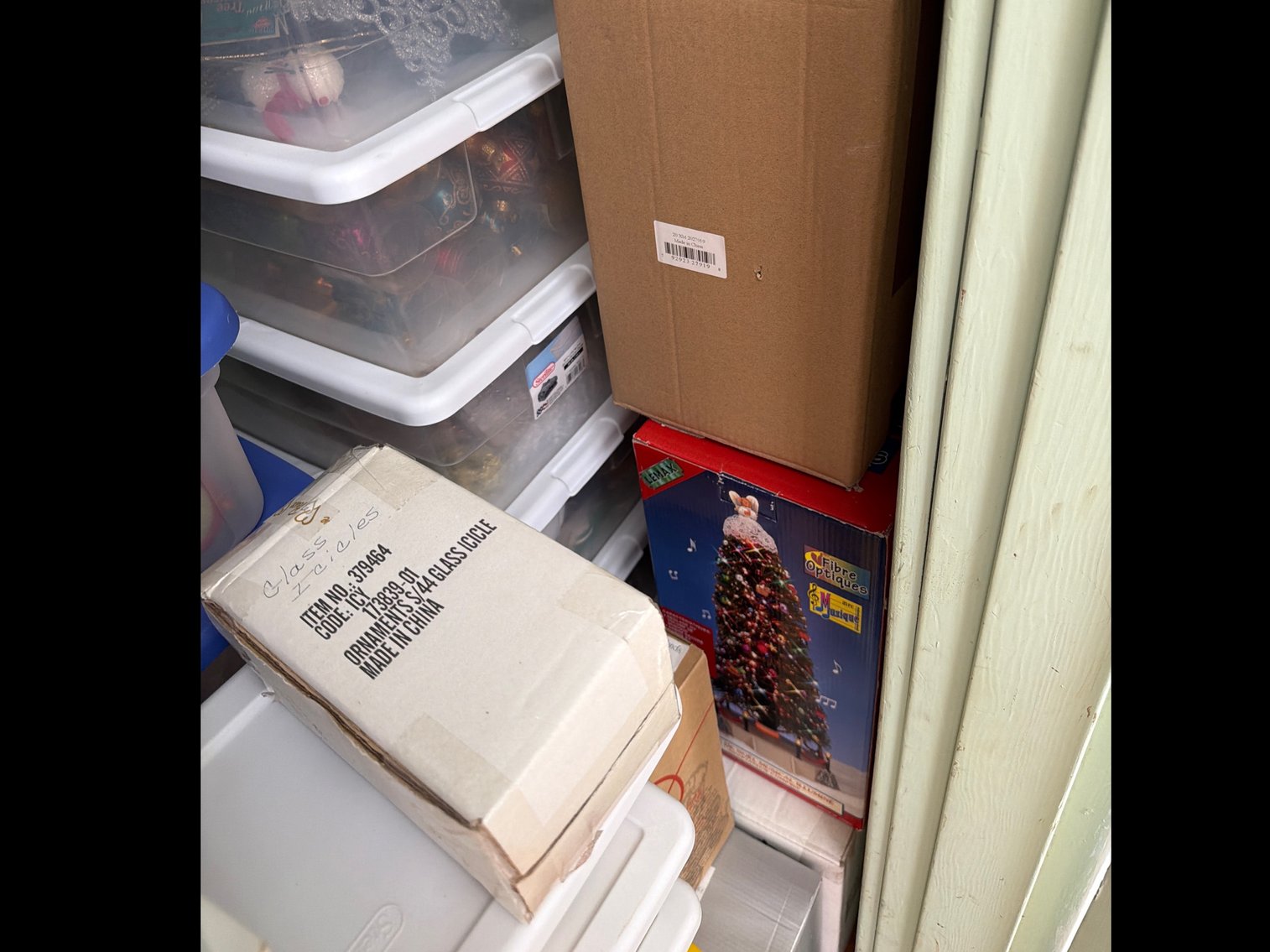 Image for Contents of closet. Christmas decorations.